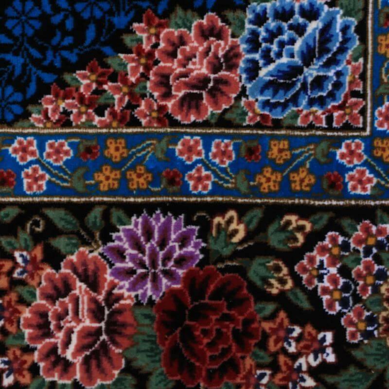 ペルシャ絨毯／エスファハーニヤン工房 128番 124×80cm イラン産 手織り  シルク100％ ラグ  ラグマット（FN-70328）の画像