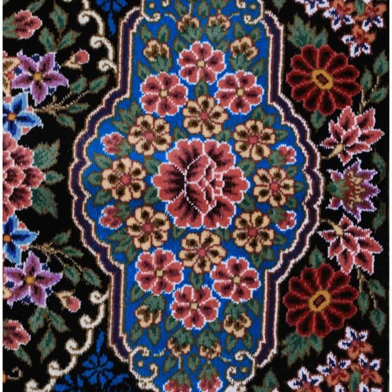 ペルシャ絨毯／エスファハーニヤン工房 128番 124×80cm イラン産 手織り  シルク100％ ラグ  ラグマット（FN-70328）の画像