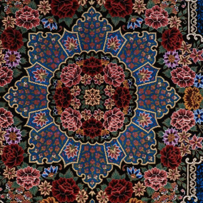 ペルシャ絨毯／エスファハーニヤン工房 128番 124×80cm イラン産 手織り  シルク100％ ラグ  ラグマット（FN-70328）の画像