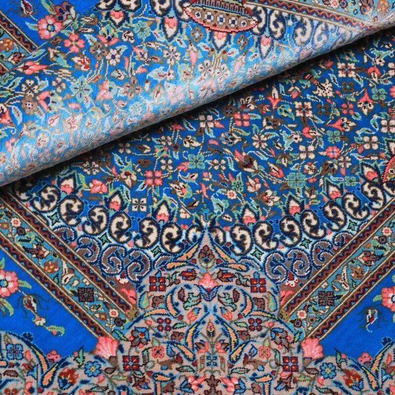 ペルシャ絨毯／ジャムシーディー工房 129×78cm イラン産 手織り  シルク100％ ラグ  ラグマット（FN-70330）の画像