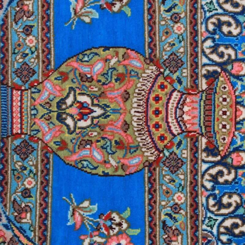 ペルシャ絨毯／ジャムシーディー工房 129×78cm イラン産 手織り  シルク100％ ラグ  ラグマット（FN-70330）の画像