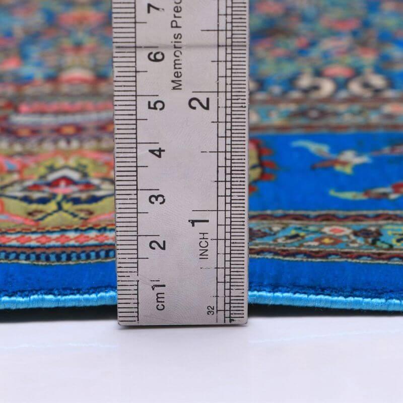 ペルシャ絨毯／ジャムシーディー工房 129×78cm イラン産 手織り  シルク100％ ラグ  ラグマット（FN-70330）の画像
