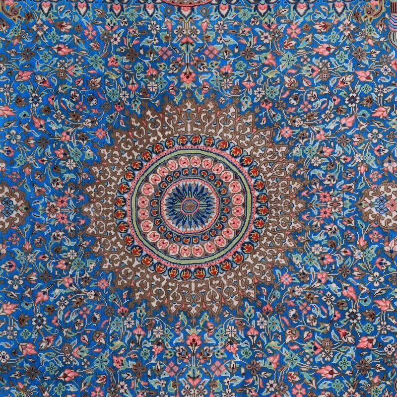 ペルシャ絨毯／ジャムシーディー工房 129×78cm イラン産 手織り  シルク100％ ラグ  ラグマット（FN-70330）の画像