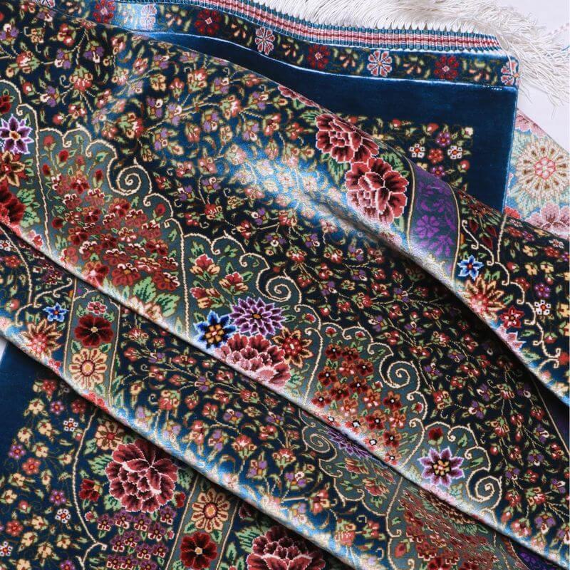 ペルシャ絨毯／クム 156×102cm イラン産 手織り  シルク100％ ラグ  ラグマット（FN-70331）の画像