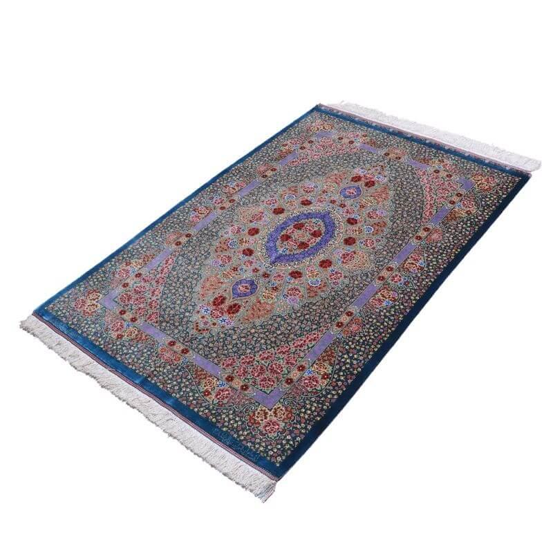 ペルシャ絨毯／クム 156×102cm イラン産 手織り  シルク100％ ラグ  ラグマット（FN-70331）の画像