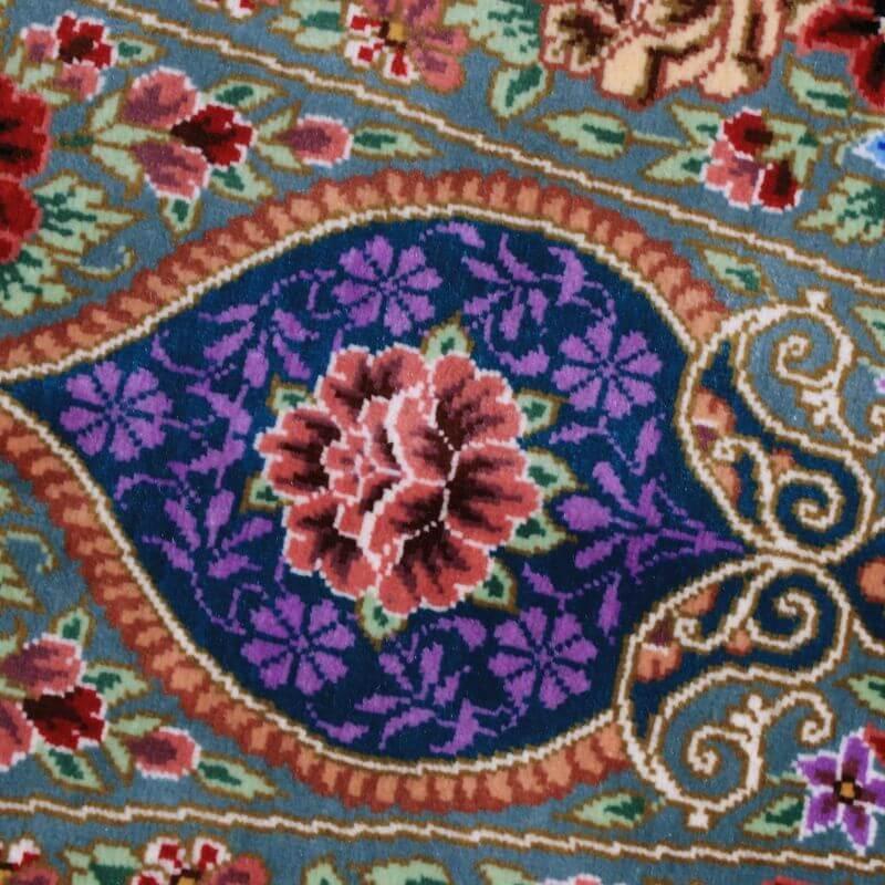 ペルシャ絨毯／クム 156×102cm イラン産 手織り  シルク100％ ラグ  ラグマット（FN-70331）の画像