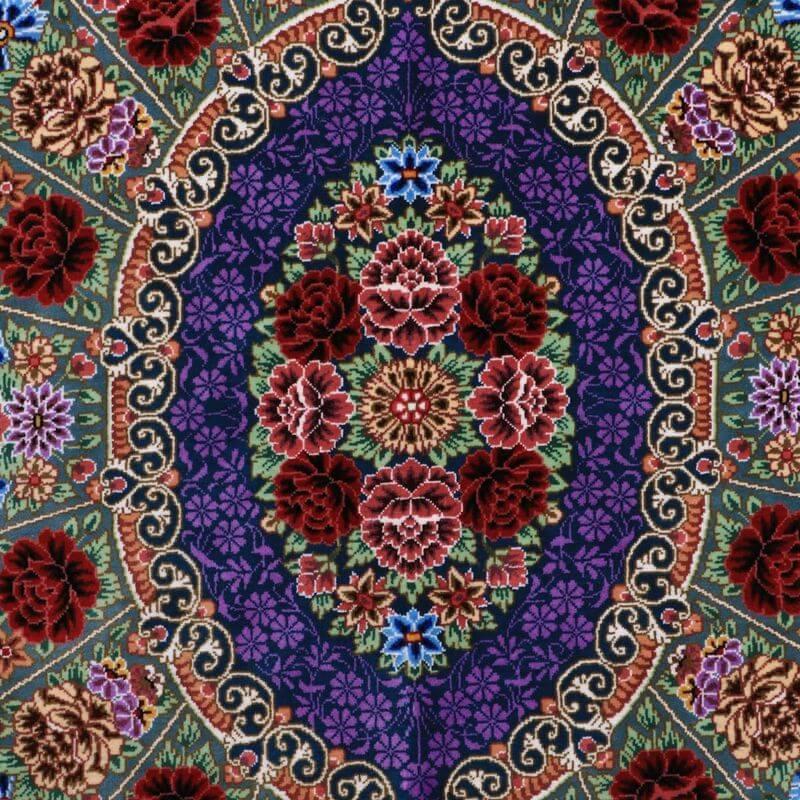 ペルシャ絨毯／クム 156×102cm イラン産 手織り  シルク100％ ラグ  ラグマット（FN-70331）の画像