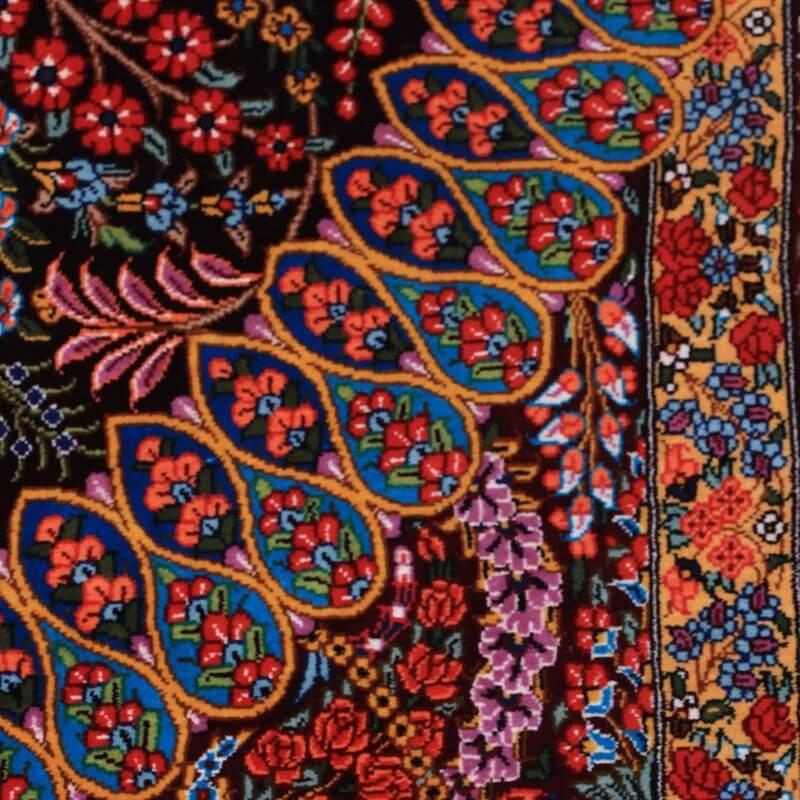 ペルシャ絨毯／クム 154×100cm イラン産 手織り  シルク100％ ラグ  ラグマット（FN-70332）の画像
