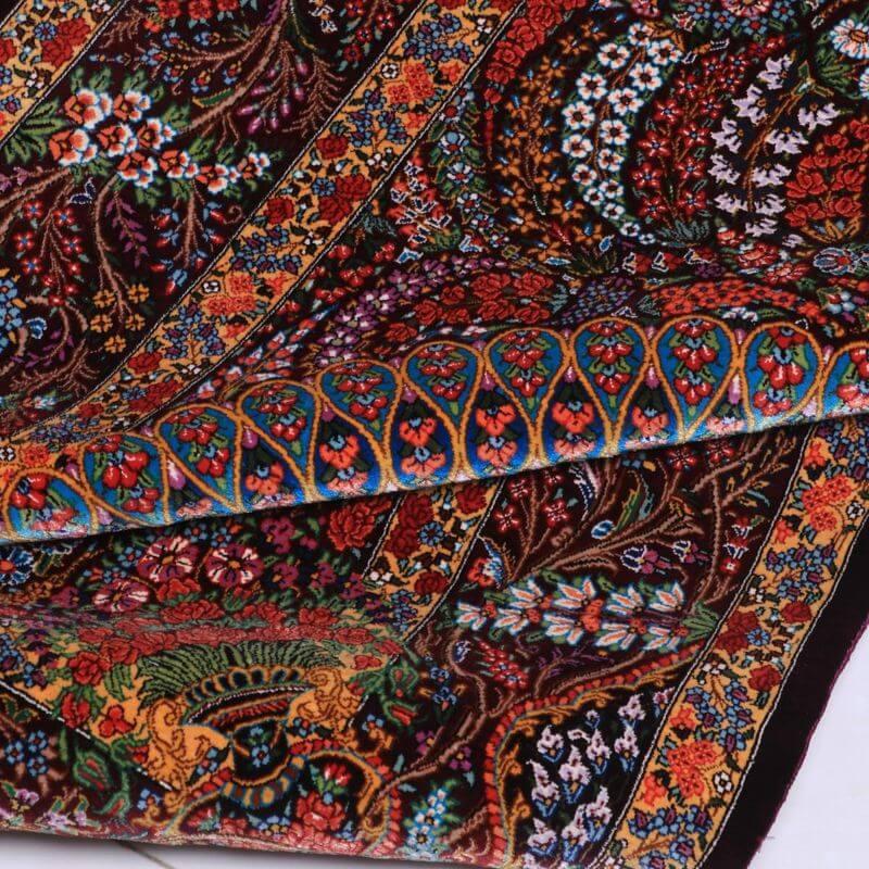 ペルシャ絨毯／クム 154×100cm イラン産 手織り  シルク100％ ラグ  ラグマット（FN-70332）の画像