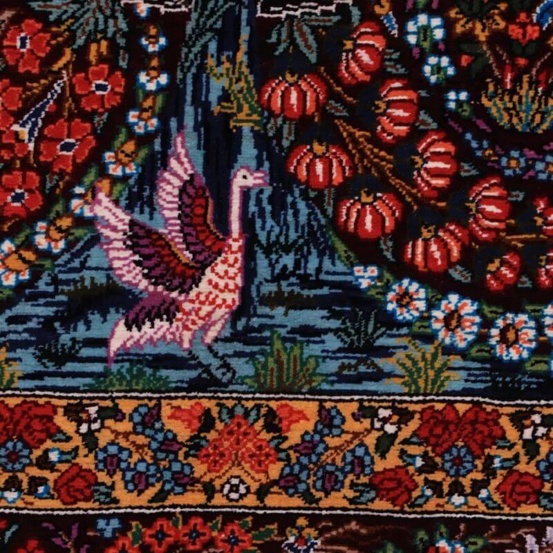 ペルシャ絨毯／クム 154×100cm イラン産 手織り  シルク100％ ラグ  ラグマット（FN-70332）の画像