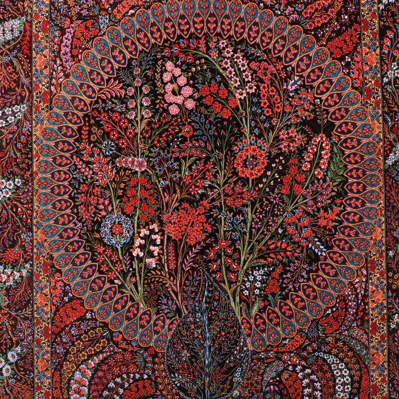 ペルシャ絨毯／クム 154×100cm イラン産 手織り  シルク100％ ラグ  ラグマット（FN-70332）の画像