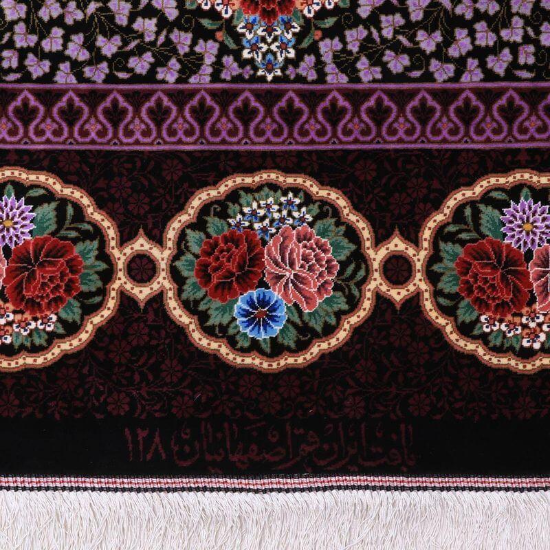 ペルシャ絨毯／エスファハーニヤン工房 128番 209×133cm イラン産 手織り  シルク100％ ラグ  ラグマット（FN-70333）の画像