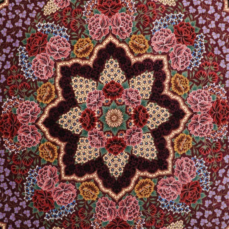 ペルシャ絨毯／エスファハーニヤン工房 128番 209×133cm イラン産 手織り  シルク100％ ラグ  ラグマット（FN-70333）の画像