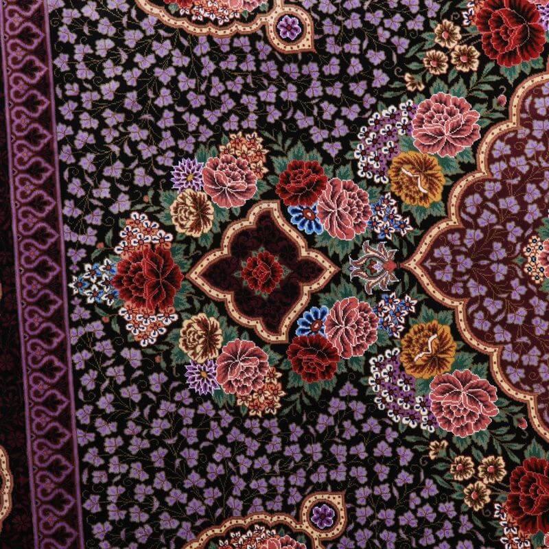 ペルシャ絨毯／エスファハーニヤン工房 128番 209×133cm イラン産 手織り  シルク100％ ラグ  ラグマット（FN-70333）の画像