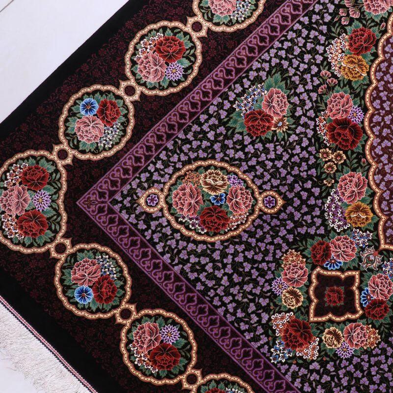 ペルシャ絨毯／エスファハーニヤン工房 128番 209×133cm イラン産 手織り  シルク100％ ラグ  ラグマット（FN-70333）の画像