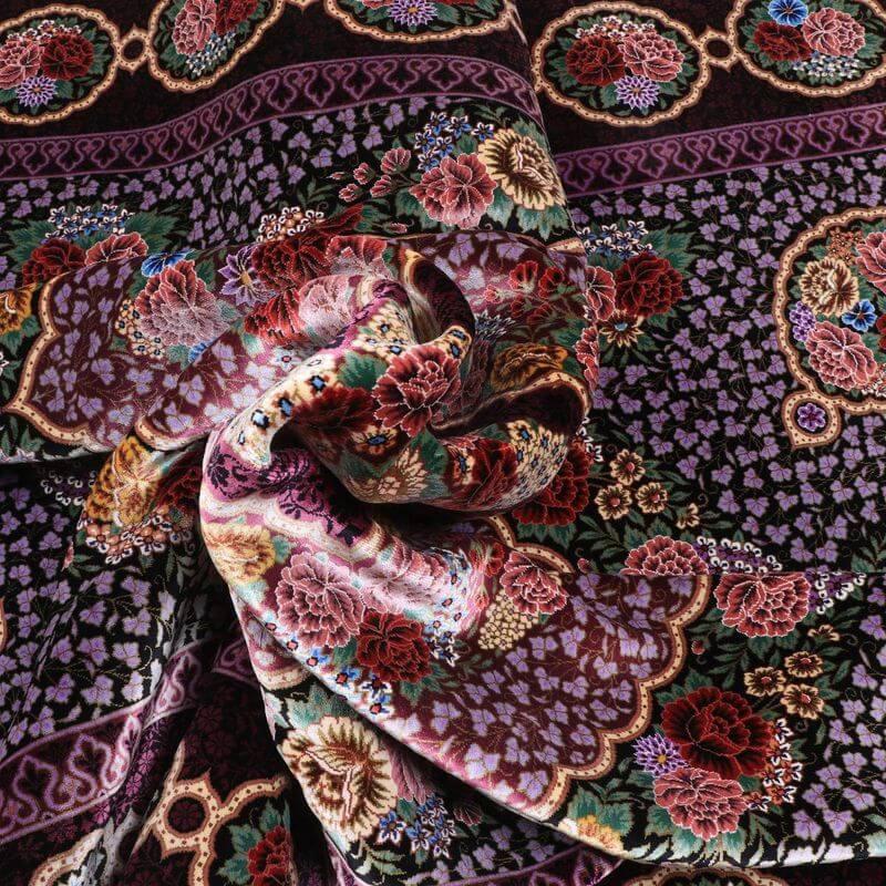 ペルシャ絨毯／エスファハーニヤン工房 128番 209×133cm イラン産 手織り  シルク100％ ラグ  ラグマット（FN-70333）の画像