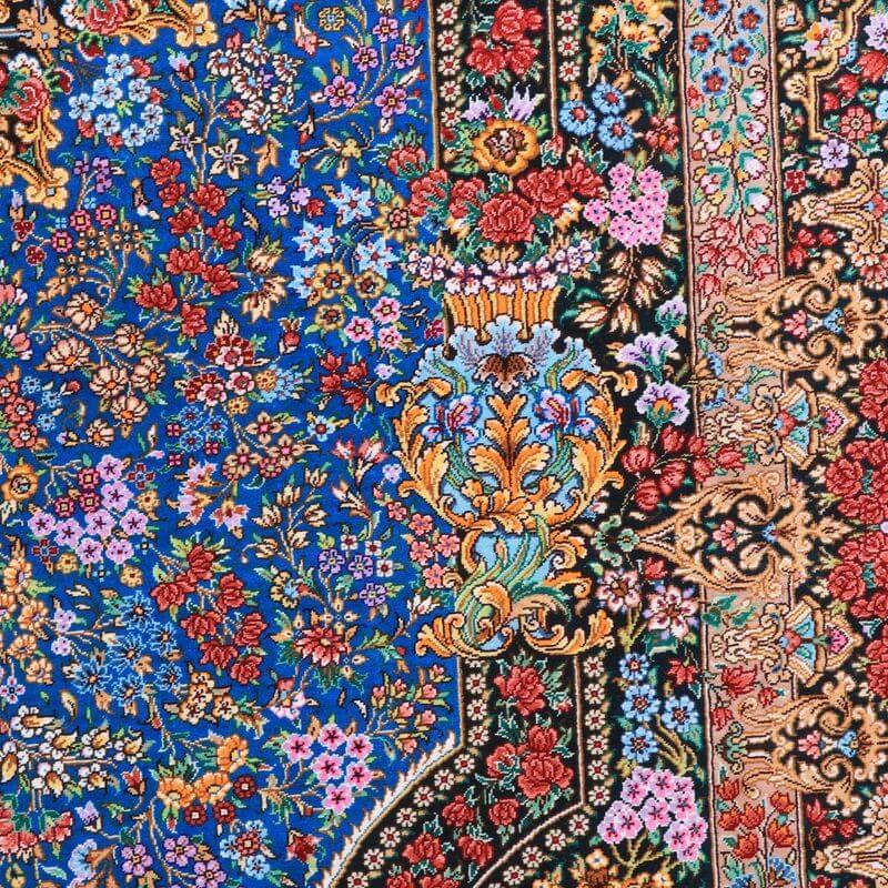 ペルシャ絨毯／メフルバフ工房 200×129cm イラン産 手織り  シルク100％ ラグ  ラグマット（FN-70334）の画像