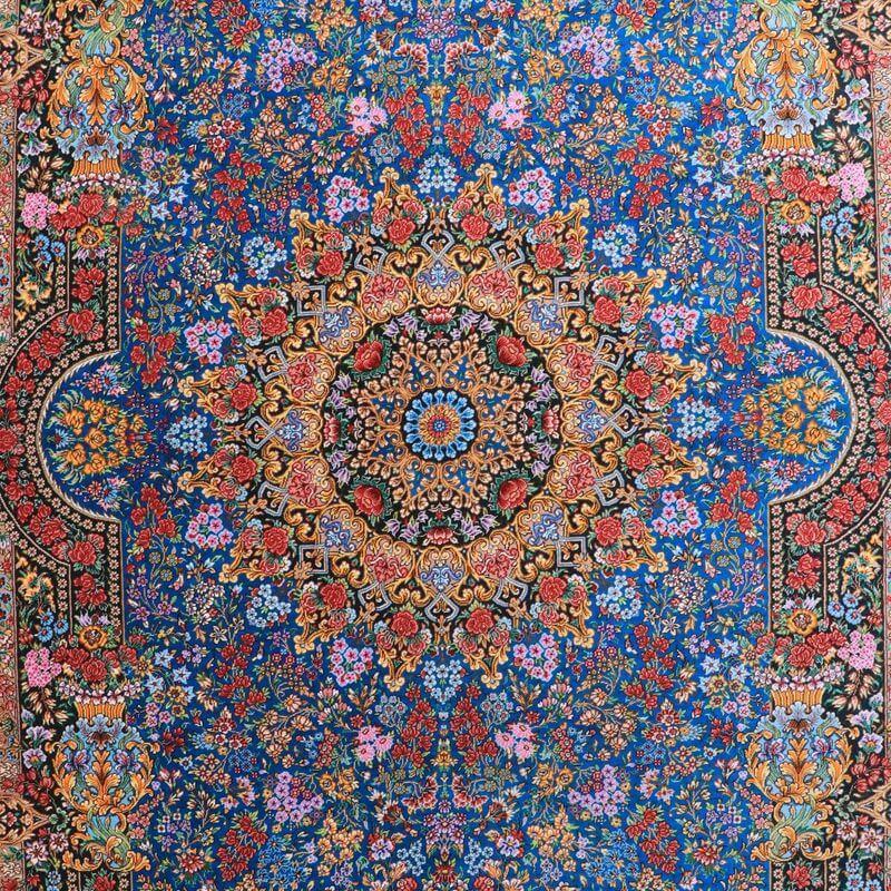 ペルシャ絨毯／メフルバフ工房 200×129cm イラン産 手織り  シルク100％ ラグ  ラグマット（FN-70334）の画像