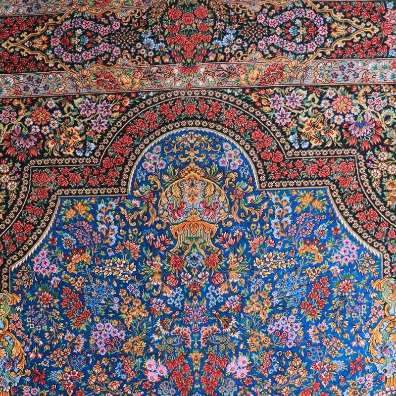ペルシャ絨毯／メフルバフ工房 200×129cm イラン産 手織り  シルク100％ ラグ  ラグマット（FN-70334）の画像