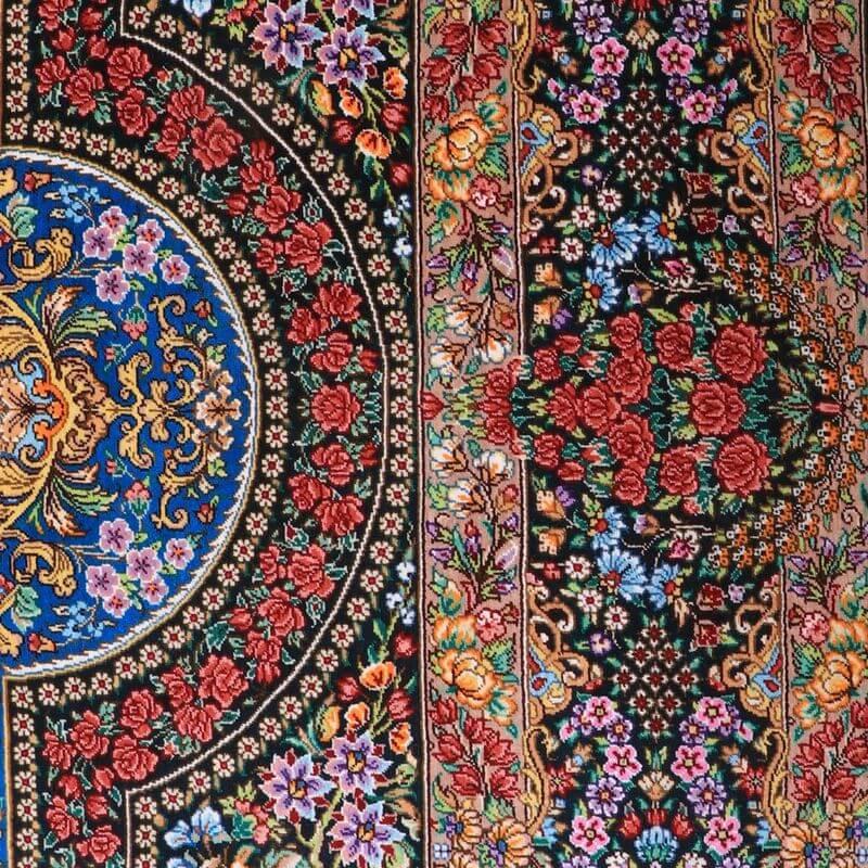 ペルシャ絨毯／メフルバフ工房 200×129cm イラン産 手織り  シルク100％ ラグ  ラグマット（FN-70334）の画像