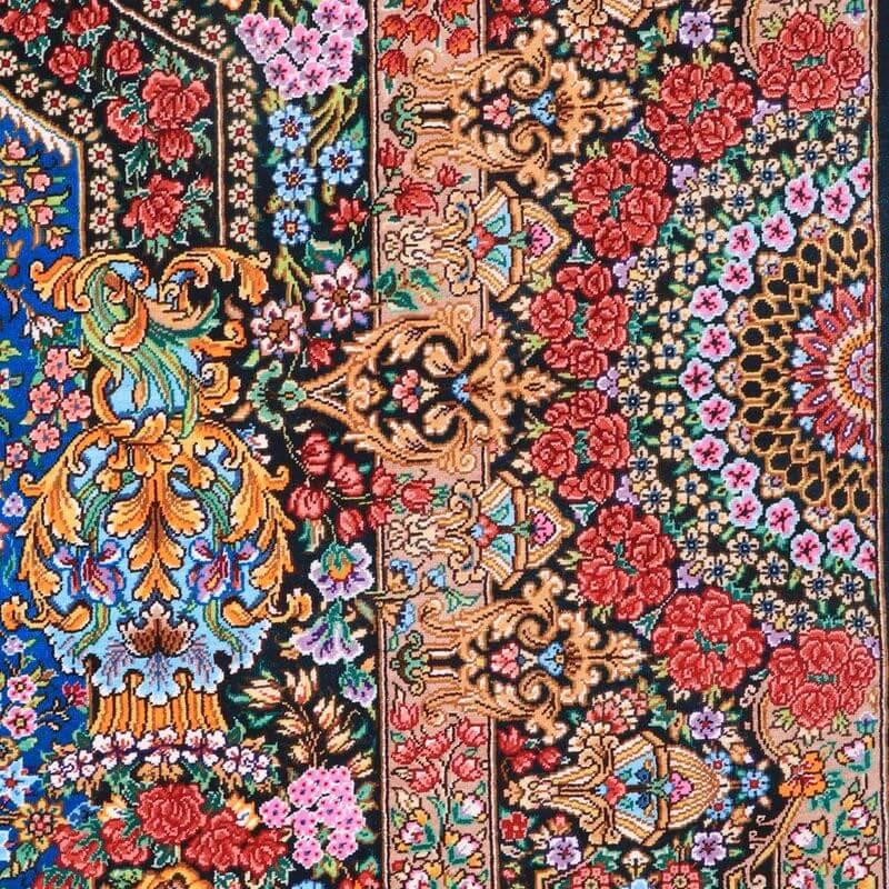 ペルシャ絨毯／メフルバフ工房 200×129cm イラン産 手織り  シルク100％ ラグ  ラグマット（FN-70334）の画像