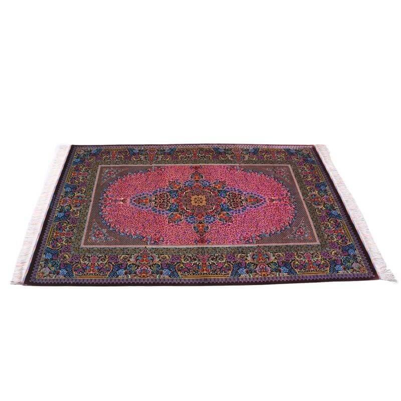 ペルシャ絨毯／クム 205×134cm イラン産 手織り  シルク100％ ラグ  ラグマット（FN-70335）の画像