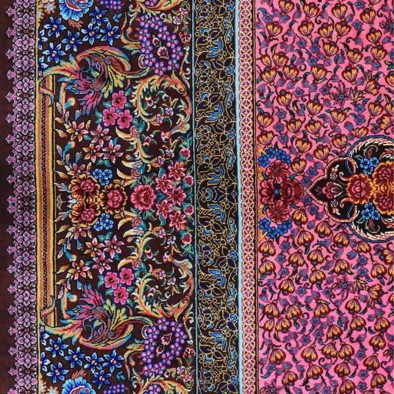 ペルシャ絨毯／クム 205×134cm イラン産 手織り  シルク100％ ラグ  ラグマット（FN-70335）の画像