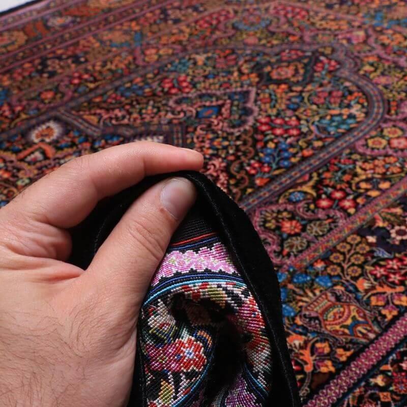 ペルシャ絨毯／クム 204×135cm イラン産 手織り  シルク100％ ラグ  ラグマット（FN-70336）の画像