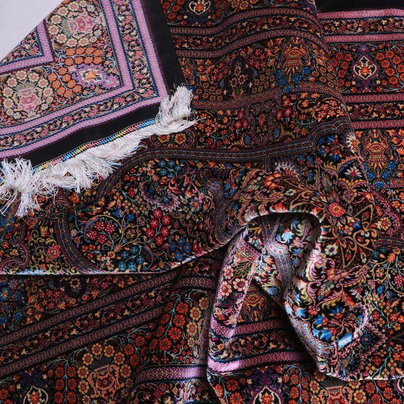 ペルシャ絨毯／クム 204×135cm イラン産 手織り  シルク100％ ラグ  ラグマット（FN-70336）の画像