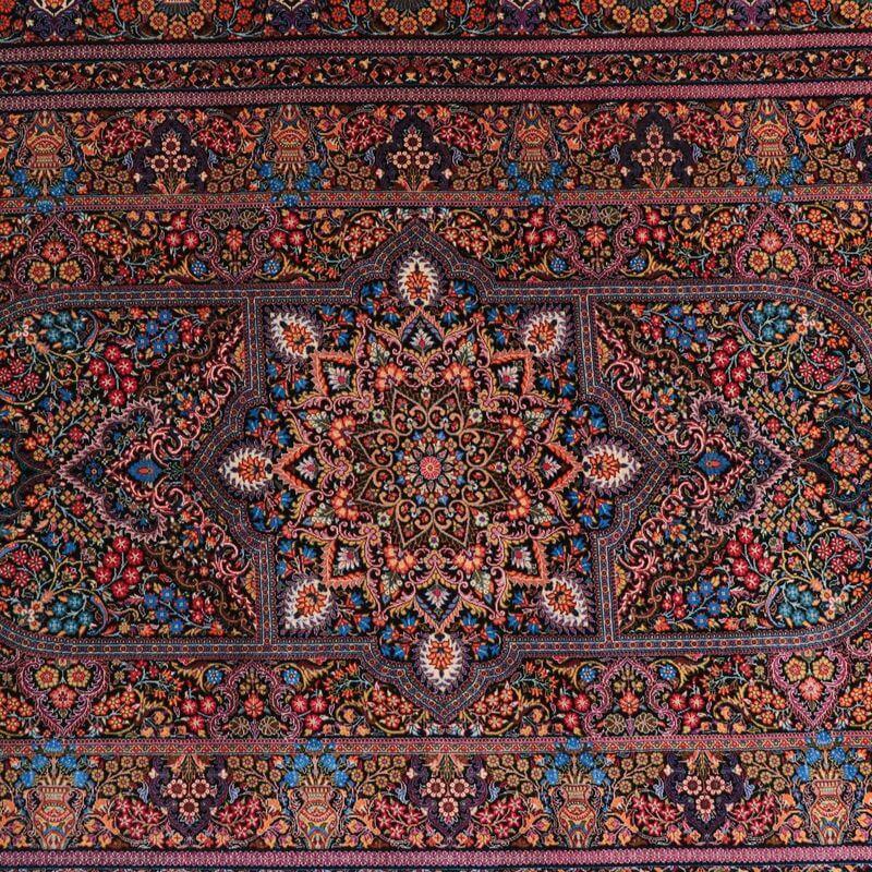 ペルシャ絨毯／クム 204×135cm イラン産 手織り  シルク100％ ラグ  ラグマット（FN-70336）の画像