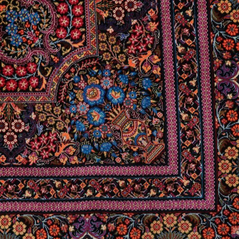 ペルシャ絨毯／クム 204×135cm イラン産 手織り  シルク100％ ラグ  ラグマット（FN-70336）の画像