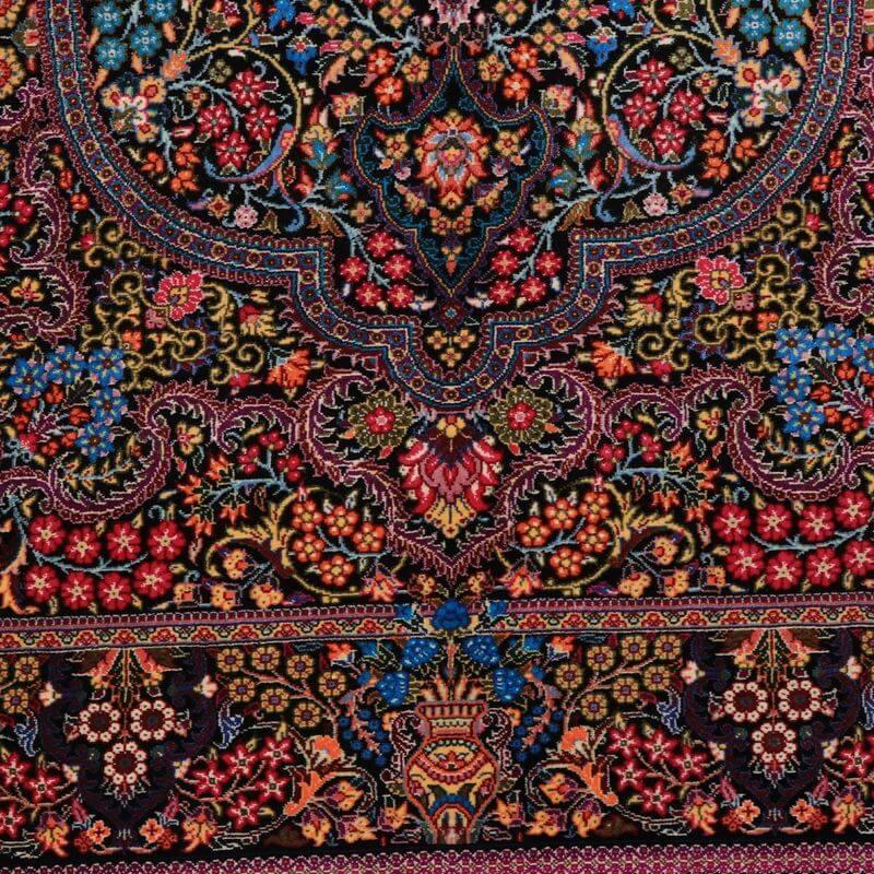 ペルシャ絨毯／クム 204×135cm イラン産 手織り  シルク100％ ラグ  ラグマット（FN-70336）の画像