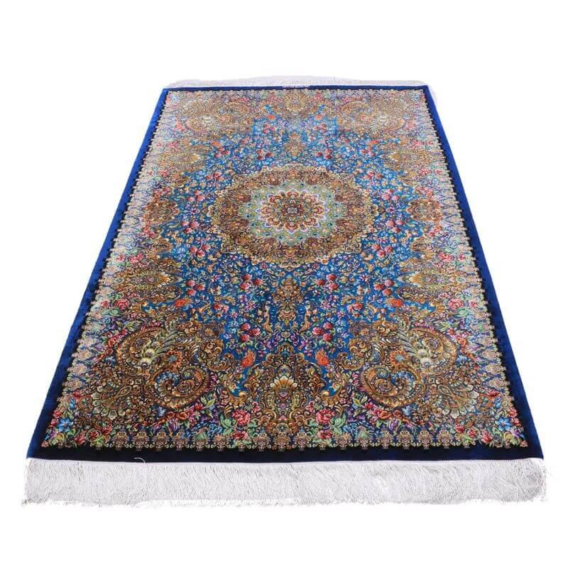 ペルシャ絨毯／メフルバフ工房 202×130cm イラン産 手織り  シルク100％ ラグ  ラグマット（FN-70337）の画像