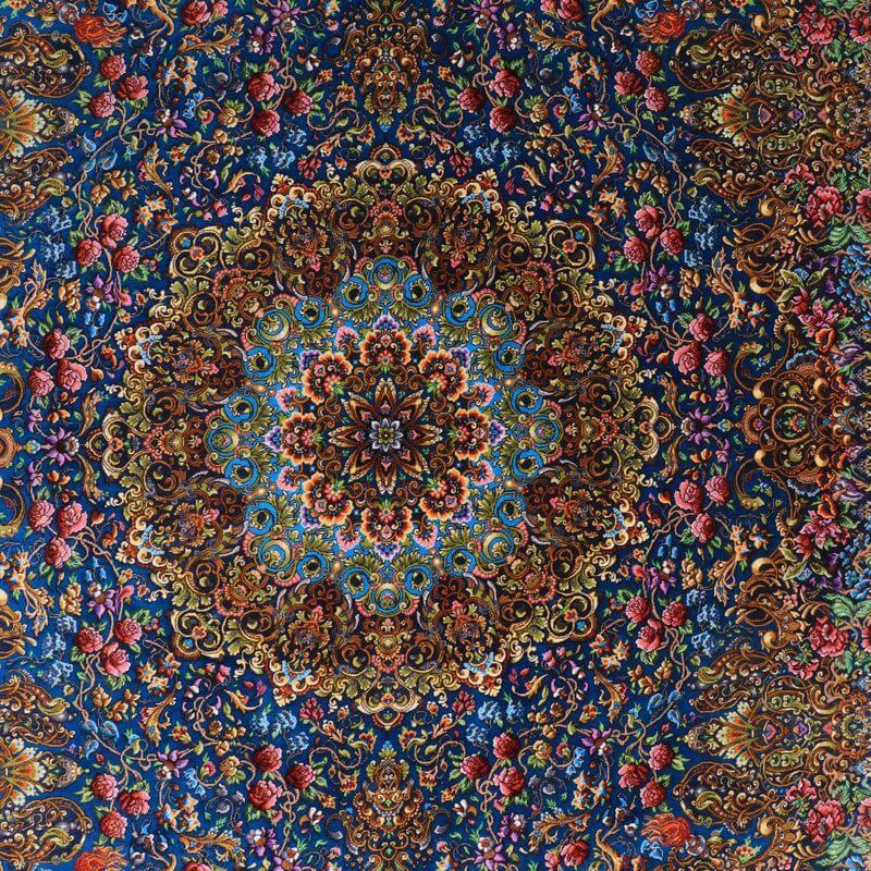 ペルシャ絨毯／メフルバフ工房 202×130cm イラン産 手織り  シルク100％ ラグ  ラグマット（FN-70337）の画像