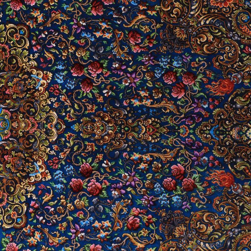 ペルシャ絨毯／メフルバフ工房 202×130cm イラン産 手織り  シルク100％ ラグ  ラグマット（FN-70337）の画像