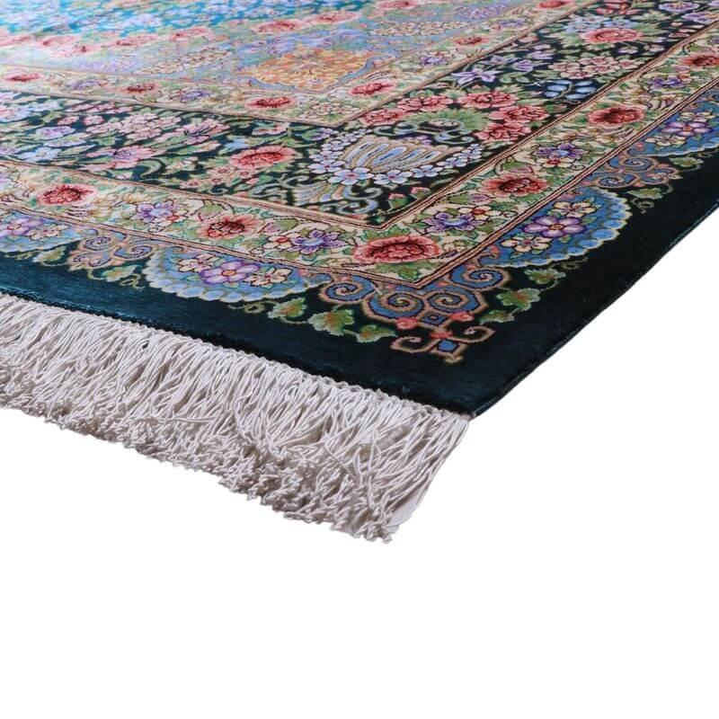 ペルシャ絨毯／メフルバフ工房 202×132cm イラン産 手織り  シルク100％ ラグ  ラグマット（FN-70338）の画像