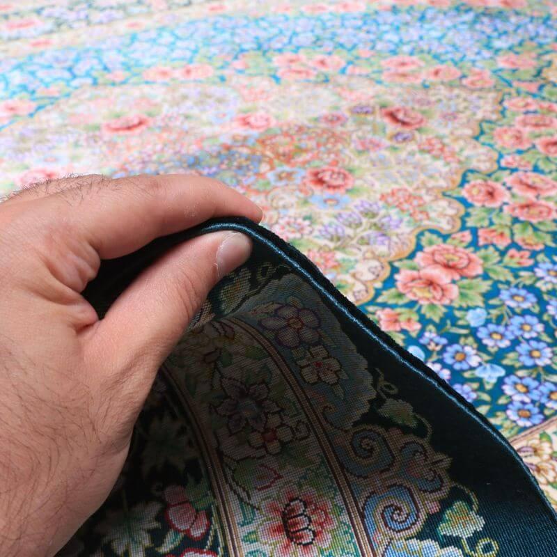 ペルシャ絨毯／メフルバフ工房 202×132cm イラン産 手織り  シルク100％ ラグ  ラグマット（FN-70338）の画像