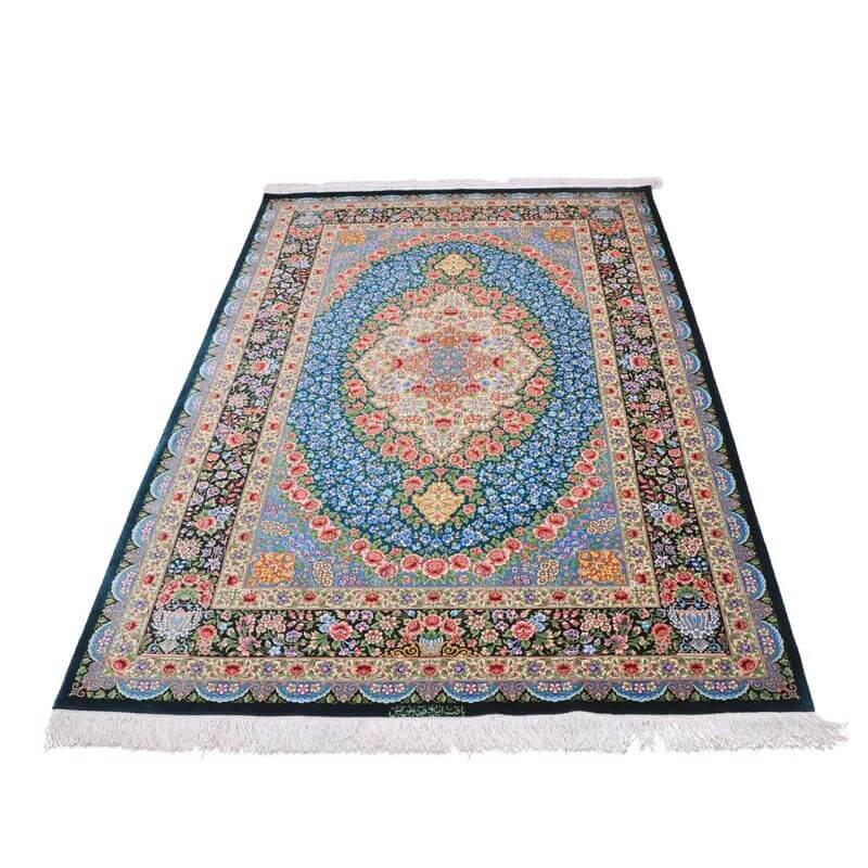 ペルシャ絨毯／メフルバフ工房 202×132cm イラン産 手織り  シルク100％ ラグ  ラグマット（FN-70338）の画像
