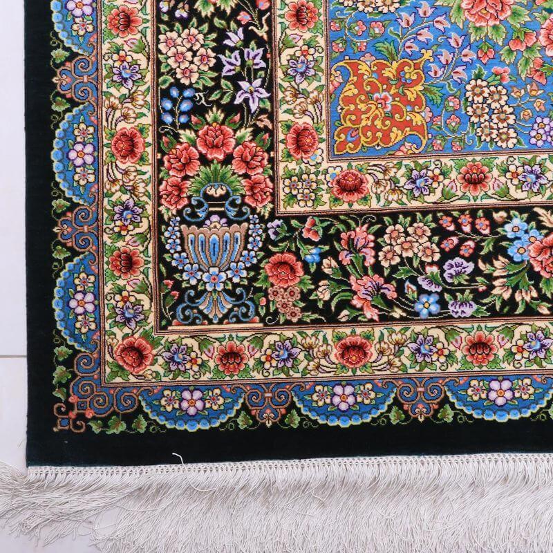 ペルシャ絨毯／メフルバフ工房 202×132cm イラン産 手織り  シルク100％ ラグ  ラグマット（FN-70338）の画像