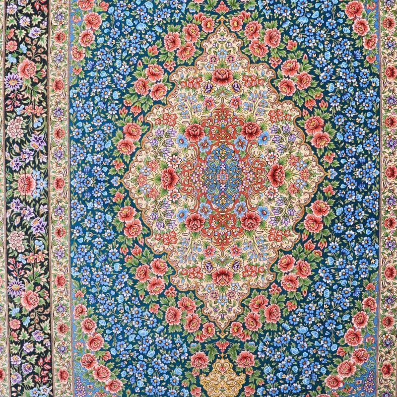 ペルシャ絨毯／メフルバフ工房 202×132cm イラン産 手織り  シルク100％ ラグ  ラグマット（FN-70338）の画像