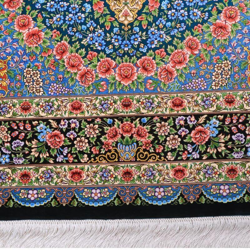 ペルシャ絨毯／メフルバフ工房 202×132cm イラン産 手織り  シルク100％ ラグ  ラグマット（FN-70338）の画像