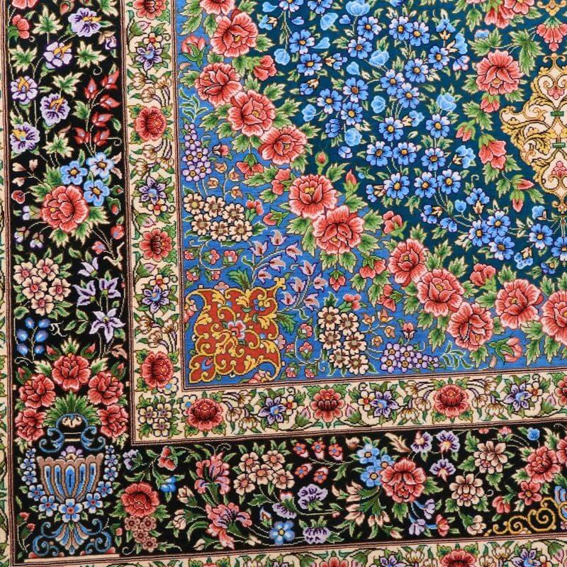 ペルシャ絨毯／メフルバフ工房 202×132cm イラン産 手織り  シルク100％ ラグ  ラグマット（FN-70338）の画像