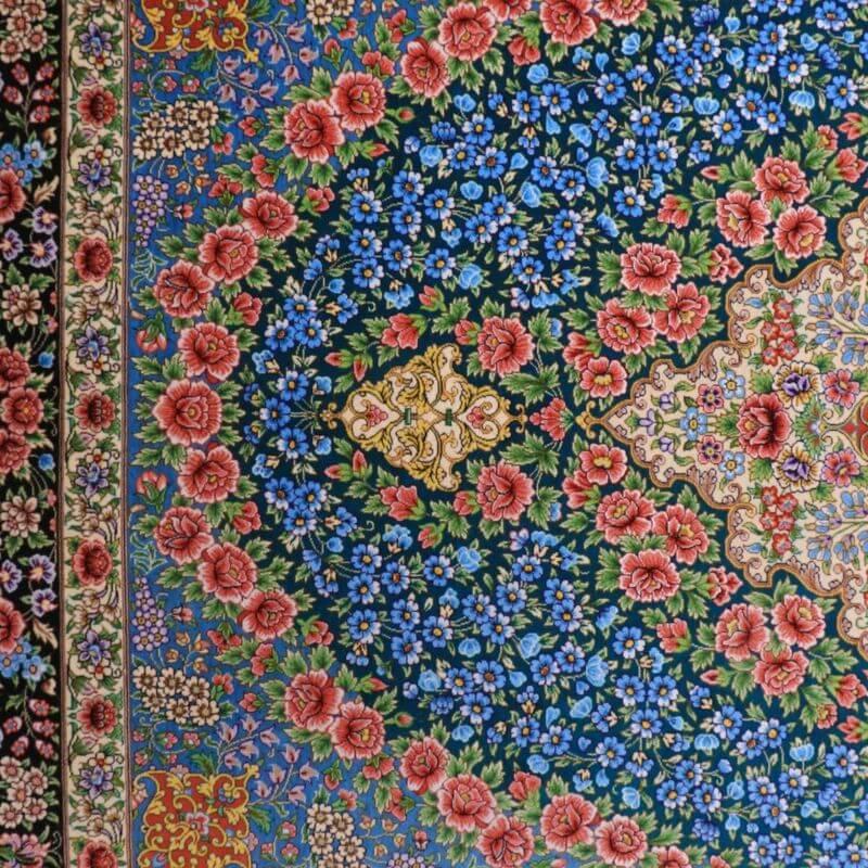 ペルシャ絨毯／メフルバフ工房 202×132cm イラン産 手織り  シルク100％ ラグ  ラグマット（FN-70338）の画像