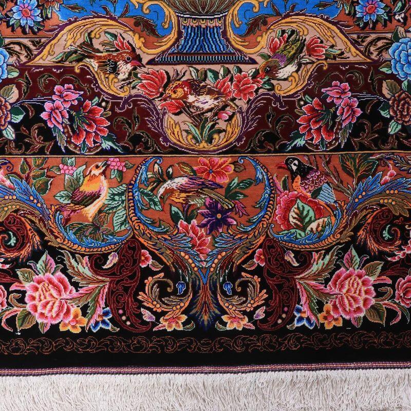 ペルシャ絨毯／モハンマディー工房 199×137cm イラン産 手織り  シルク100％ ラグ  ラグマット（FN-70339）の画像