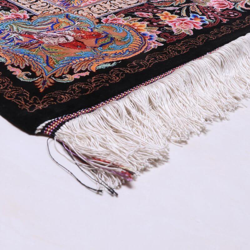 ペルシャ絨毯／モハンマディー工房 199×137cm イラン産 手織り  シルク100％ ラグ  ラグマット（FN-70339）の画像