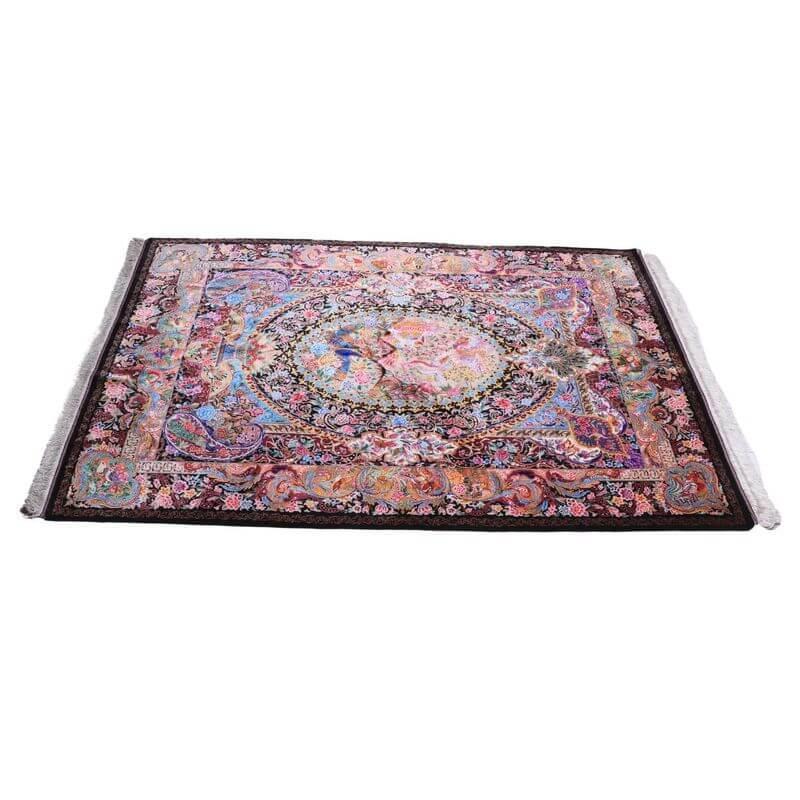ペルシャ絨毯／モハンマディー工房 199×137cm イラン産 手織り  シルク100％ ラグ  ラグマット（FN-70339）の画像