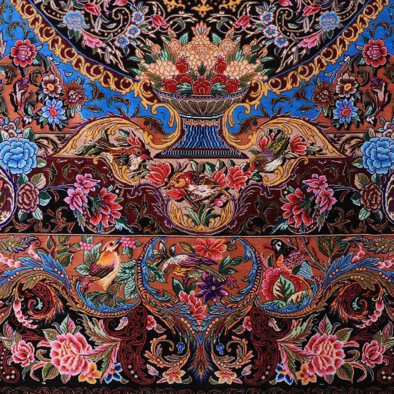 ペルシャ絨毯／モハンマディー工房 199×137cm イラン産 手織り  シルク100％ ラグ  ラグマット（FN-70339）の画像