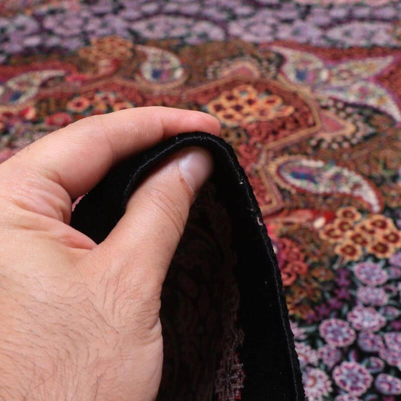 ペルシャ絨毯／ヌーリ工房 192×138cm イラン産 手織り  シルク100％ ラグ  ラグマット（FN-70340）の画像