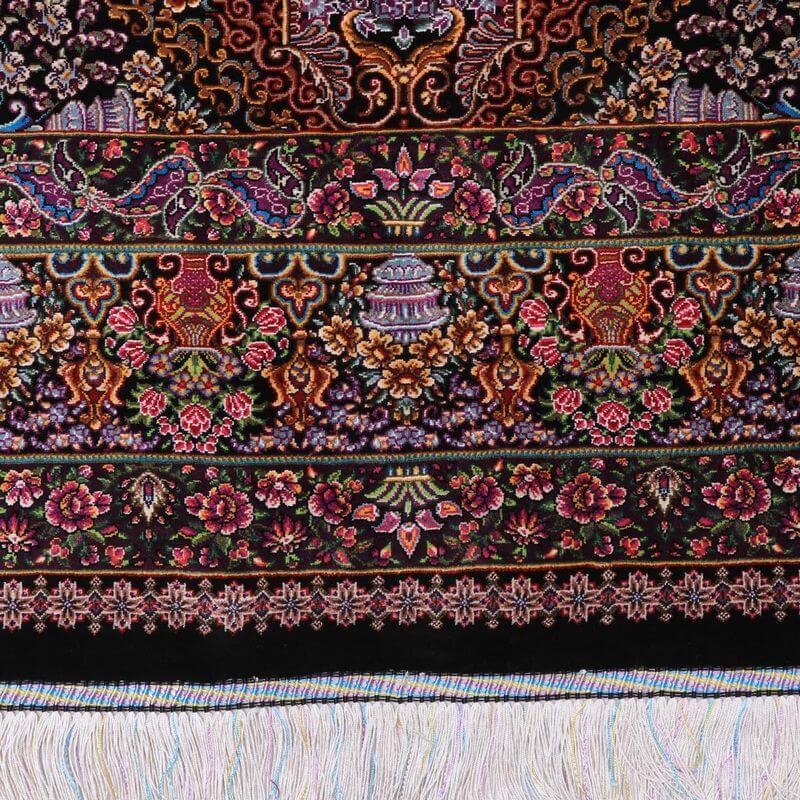 ペルシャ絨毯／ヌーリ工房 192×138cm イラン産 手織り  シルク100％ ラグ  ラグマット（FN-70340）の画像