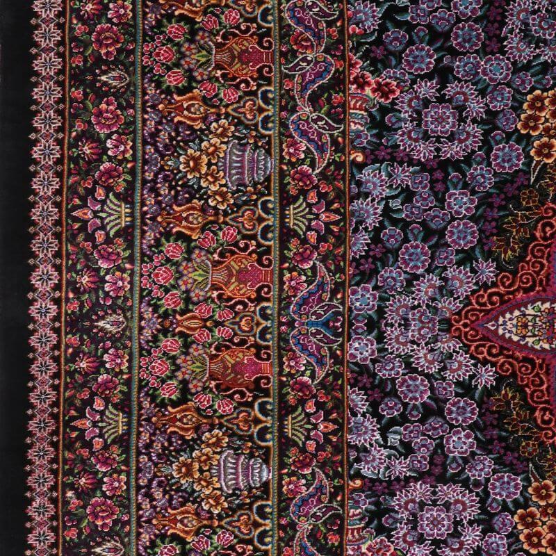 ペルシャ絨毯／ヌーリ工房 192×138cm イラン産 手織り  シルク100％ ラグ  ラグマット（FN-70340）の画像